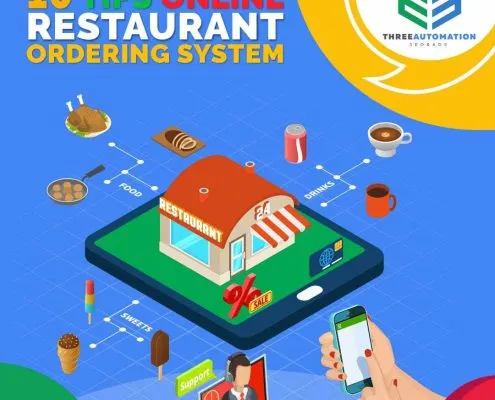 Infographic image showing 10 Tips for optimizing an Online Restaurant Ordering System by ThreeAutomation®