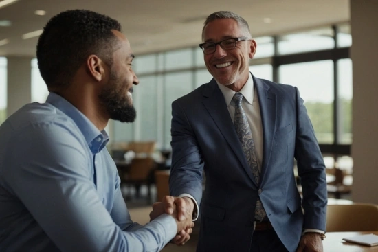 Business partners sealing a deal guided by a digital transformation agency