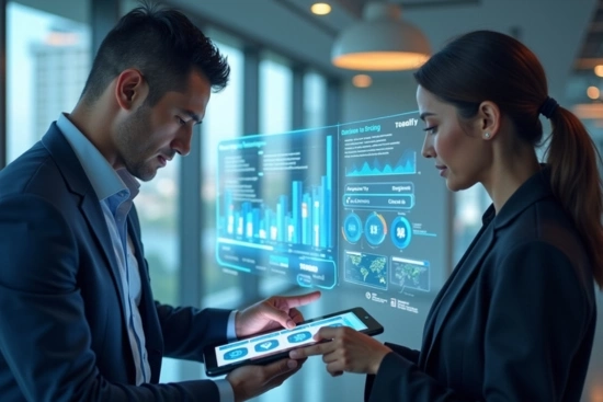 Professionals analyzing data with the support of a digital transformation agency